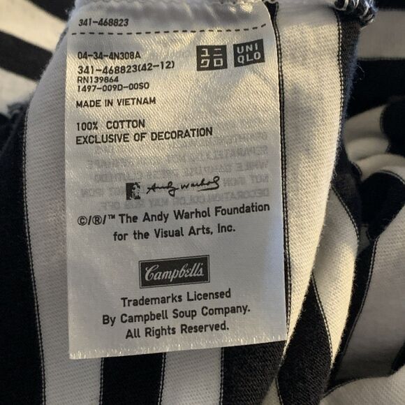Andy Warhol x Uniqlo UT Archive Tshirt Medium Campbell's Soup Striped NY Pop Art - Picture 10 of 14